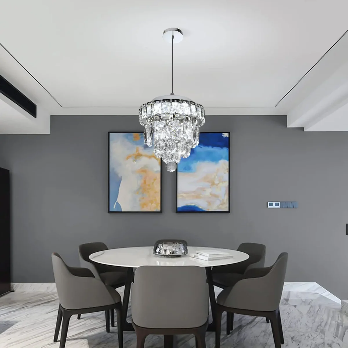 Kf Se76cf1e6cc3f428e8c6d566c0ffd7c50p Mini Candelabro De Cristal Cromado Teto Pingente Lumin Rias Led Crystal Flush Mount Luz Regul Vel