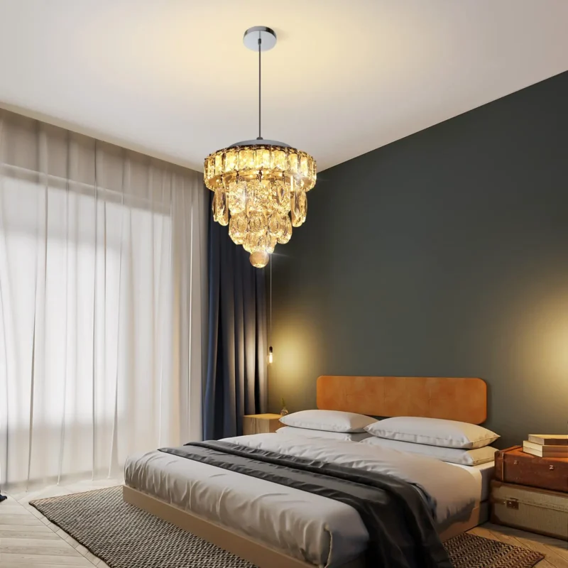 Kf Sbe07fe1025f144bcb9a998e09d68c61ei Mini Candelabro De Cristal Cromado Teto Pingente Lumin Rias Led Crystal Flush Mount Luz Regul Vel