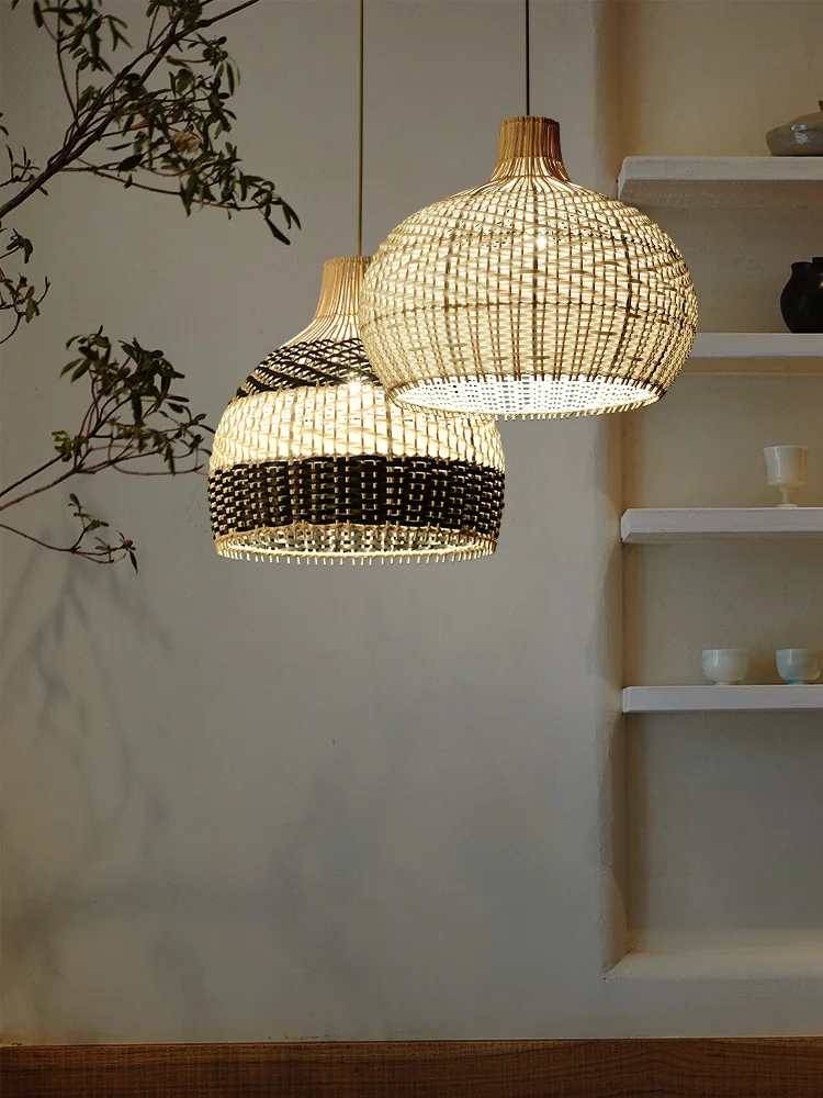 Luminária Pendente de Rattan Vintage