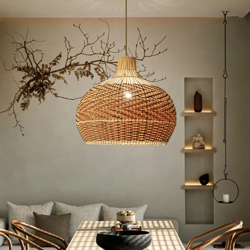 Luminária Pendente de Rattan Vintage
