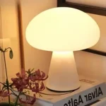 Abajur Cogumelo Vidro Branco Leitoso Modelo 2024/2025