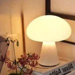 Abajur Cogumelo Vidro Branco Leitoso Modelo 2024/2025 - Imagem 3