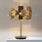 Abajur Contemporâneo 2024/2025 Design 3D Aço Inoxidável Dourado