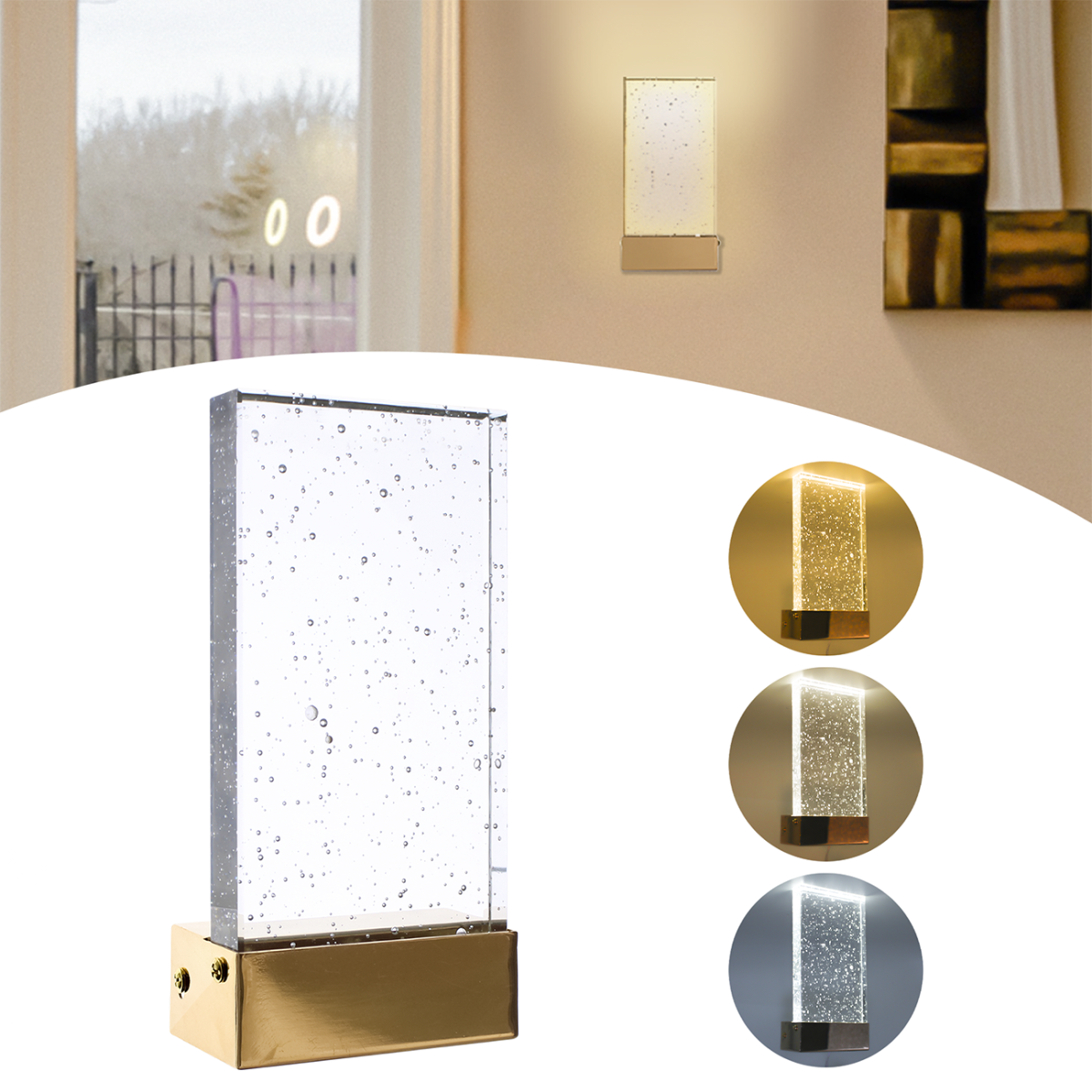 Arandela Led Bolhas Cristal Retangular - Imagem 2