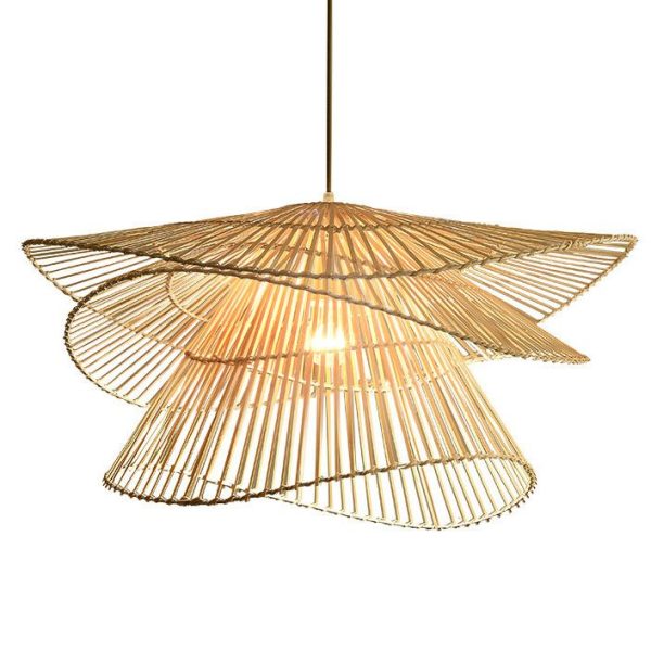 Lustre rustico rattan Multi-camadas