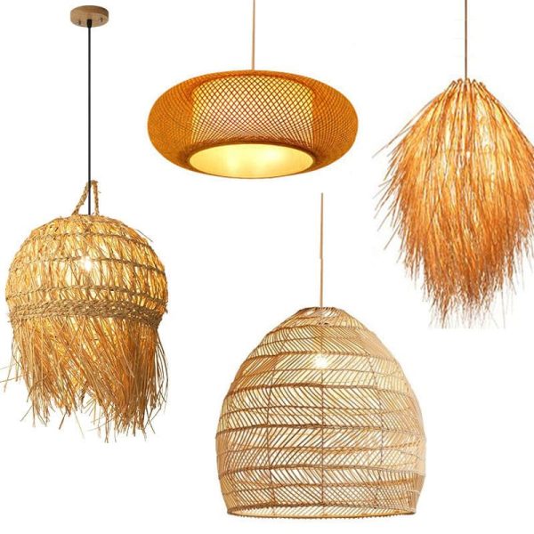 Pendente bambu rattan natural