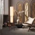 Luminária De Chão Japonês Retro Wabi-sabi Madeira Sólida - Imagem 2
