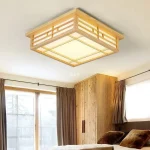 Luminária Sobrepor Quadrada Japonês Madeira Maciça Log Tatami - Imagem 3