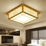Luminária Sobrepor Quadrada Japonês Madeira Maciça Log Tatami - Imagem 2