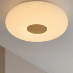 Luminária Sobrepor Redonda Vidro Branco Frisado Modelo 2024/2025