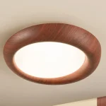 Luminária Sobrepor Redondo Irregular Madeira e Difusor Acrílica