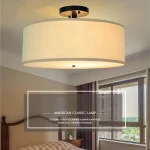 Luminária Sobrepor Redondo Tecido Liso Design Americano - Imagem 4