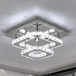 Luminária Sobrepor Sofisticada Cromado e Cristal K9 Translúcido Modelo 2024/2025