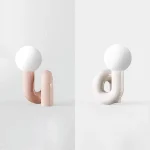 Abajur Art Pop Tubo Em Curva Com Bola Branca Leitosa - Imagem 2
