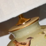 Abajur Clássico Cerâmica Esmaltado Desenho Floral - Imagem 4