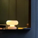 Abajur Cogumelo De Vidro Branco Leitoso - Imagem 4