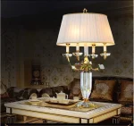 Abajur Dourado De Cristal Design Europeu Clássico Cúpula Plissada - Imagem 3