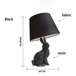 Abajur Escultura De Coelho Branco ou Preto Com Cúpula Tecido Liso - Imagem 4