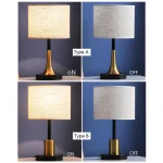 Abajur Moderno Preto e Dourado Cúpula Tecido Branco - Imagem 3