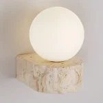 Abajur Vintage Natural Pedra e Bola Branca