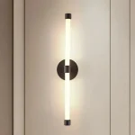 Arandela Alumínio Preto ou Dourado Linear De Acrílico e Luz LED