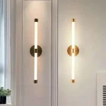 Arandela Alumínio Preto ou Dourado Linear De Acrílico e Luz LED - Imagem 2