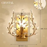 Arandela Floral Cristais K9 Transparente e Metal Dourado ou Preto - Imagem 3