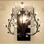 Arandela Floral Cristais K9 Transparente e Metal Dourado ou Preto - Imagem 2