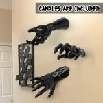 Arandela Halloween Forma Mão Humana Com Velas Iluminadas - Imagem 2