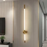 Arandela Tubo Linear Chip LED Alumínio Dourado ou Preto
