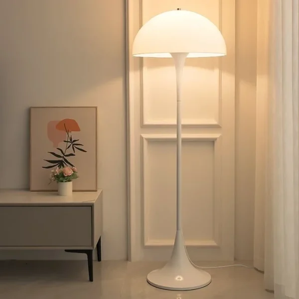 Luminária Chão Cogumelo Branca Leitosa