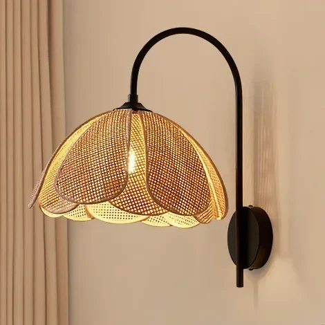 Arandela Estilo Retro Rattan Tecelagem