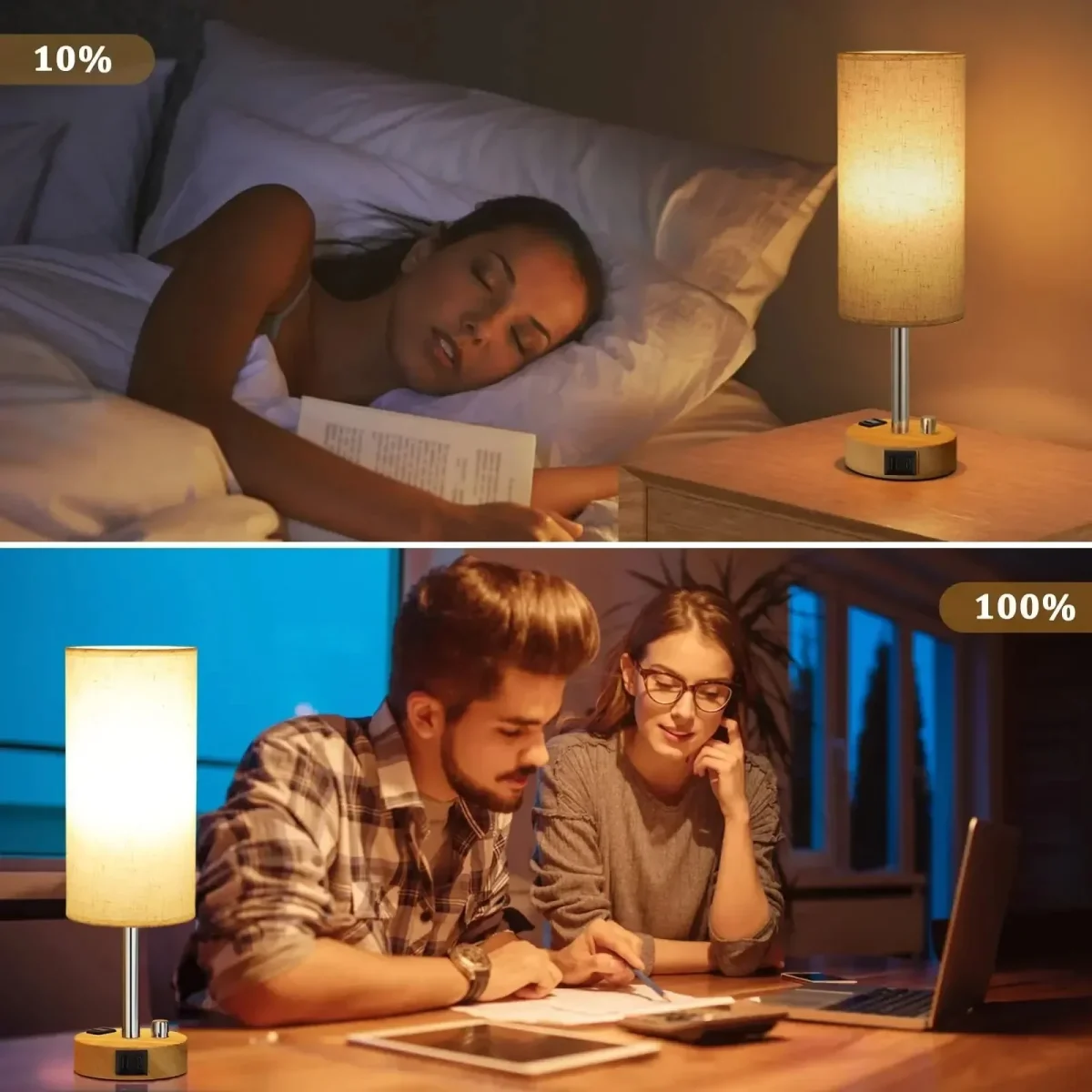 Abajur Simples Pequeno Com Saída Para Carregar Smarthpone - Imagem 3