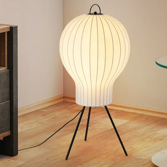 Luminária Chão Balão Seda Estilo Wabi Sabi