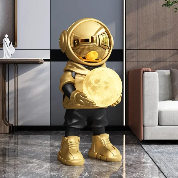 Luminária Chão Estatua 65cm De Astronauta Resina