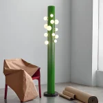 Luminária De Chão Coluna Verde Com Bolas Brancas - Imagem 3