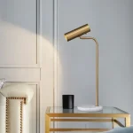 Luminária Mesa Basic Dourado Base Redonda Branca - Imagem 3