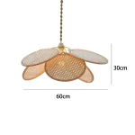 Luminária Minimalista Real Rattan Artesanais Flores - Imagem 3
