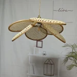 Luminária Minimalista Real Rattan Artesanais Flores - Imagem 2