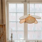 Luminária Minimalista Real Rattan Artesanais Flores - Imagem 4