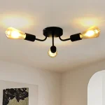 Luminária Sobrepor Preto Industrial Lâmpada Aparente