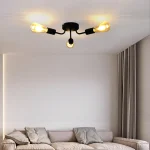 Luminária Sobrepor Preto Industrial Lâmpada Aparente - Imagem 2