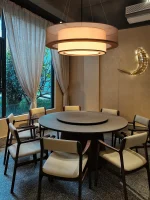 Lustre Estilo Chinês Redondo Cúpula Tecido - Imagem 2